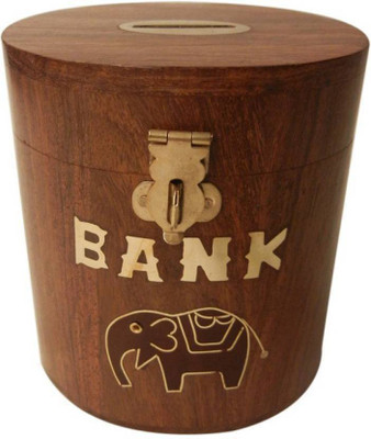 

StoreOnline Round Shaped Well Style Coin Box Coin Bank(Brown)
