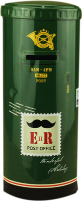 

ZEVORA Green Post Office Style Design Coin & Cash Piggy Bank Toy Gift for Kids with Unbreakable Metal Body (25 cm) Coin Bank(Green)