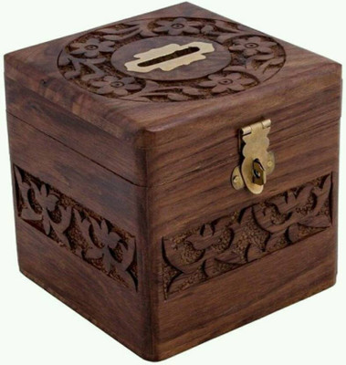 

StoreOnline Square Shape Coin Box Coin Bank(Brown)
