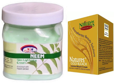 

Pink Root NEEM CREAM 500ML WITH NATURE'S ESSENCE 43G GOLD BLEACH(Set of 2)