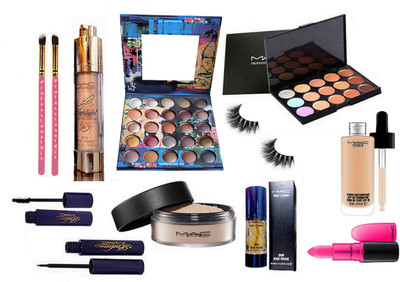 

professional kit Eyelashes & 15 Shades Concealer Palette & Lipstick,Loose Powder Compact ,Prep Prime Primer,Pearl Highlighter,Padma Liquid Eyeliner,Mascara,25 Eyeshadow Palette Multi Colors Makeup Brush2, Waterweight Foundation(Set of 12)