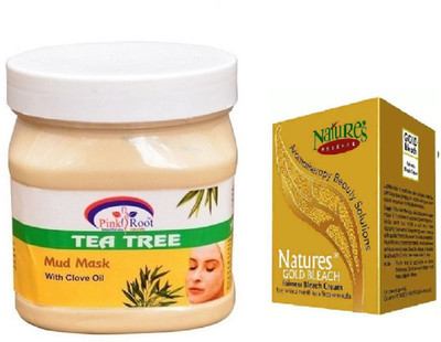 

Pink Root TEA TREE MASK 500ML WITH NATURE'S ESSENCE 43G GOLD BLEACH(Set of 2)