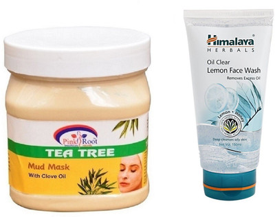 

Pink Root TEA TREE MASK 500ML WITH LEMON FACE WASH(Set of 2)