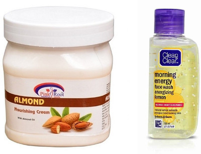 

Pink Root ALMOND CREAM 500ML WITH CLEAN & CLEAR LEMON FACE WASH(Set of 2)
