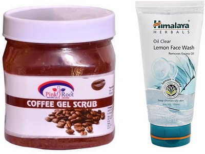 

Pink Root COFFEE SCRUB 500ML WITH LEMON FACE WASH(Set of 2)
