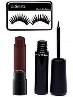 

Ultimate Eyelashes With Mac Liptensity Lipstick And liquid Eyeliner(Set of 3)