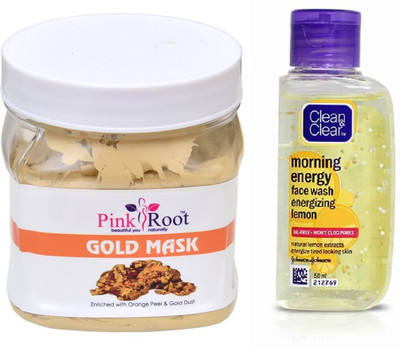 

Pink Root GOLD MASK 500ML WITH CLEAN & CLEAR LEMON FACE WASH(Set of 2)