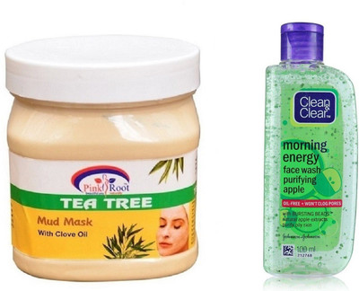 

Pink Root TEA TREE MASK 500ML WITH CLEAN & CLEAR APPLE FACE WASH(Set of 2)