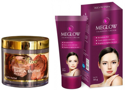 

Pink Root SHEA BUTTER CREAM 100G WITH MEGLOW WOMEN FAIRNESS CREAM(Set of 2)