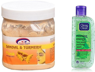 

Pink Root SANDAL MASK 500ML WITH CLEAN & CLEAR APPLE FACE WASH(Set of 2)