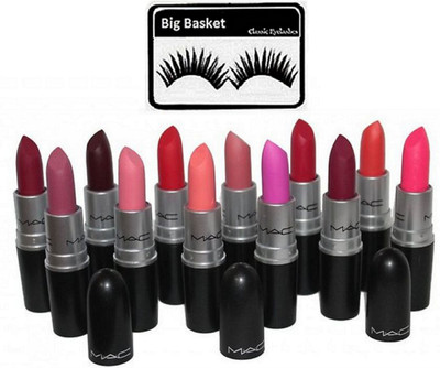 

big basket Eyelashes, Matte Finish Lipstick Combo (Set of 12)(Set of 13)