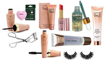 

Ultimate Silicon Puff With Lakme 9to5 Mousse Foundation 6gm,Liquid Eyeliner With Mascara & Primer+Matte Lipstick & Eyelashes Curler,Eyelashes,Gold Radiance Face Serum,Infallible Mattifyin Primer,CC Cream(Set of 10)