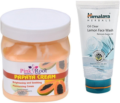 

Pink Root PAPAYA CREAM 500ML WITH HIMALAYA LEMON FACE WASH(Set of 2)