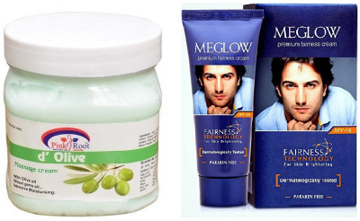 

Pink Root D OLIVE CREAM 500ML WITH MEGLOW MEN FAIRNESS CREAM (SPF-15)(Set of 2)