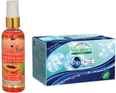 Pink Root PAPAYA FACE WASH 100ML WITH NATURENCE OXY RICH BLEACH 230G(Set of 2)