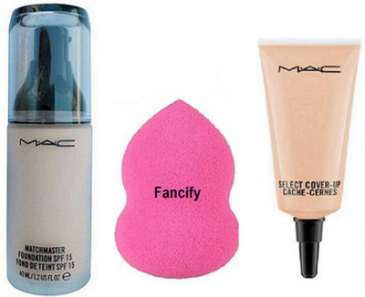 

fancify puff, MAC Match Master SPF15 Make-Up Foundation & Select Cover-Up Cache Cernes Concealer(Set of 3)