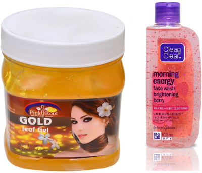 

Pink Root GOLD GEL 500ML WITH CLEAN & CLEAR BRIGHTENING BERRY FACE WASH(Set of 2)