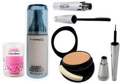 

caroline Sponge Puff, Mac Matchmaster Liquid Foundation, Mac Two Way Comapct, Brooke candy Eyeliner & Mascara(Set of 5)