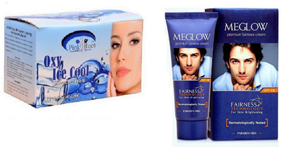 Pink Root OXY ICE COOL BLEACH 250G WITH MEGLOW MEN FAIRNESS CREAM (SPF-15)(Set of 2)