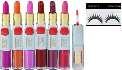 

FASHION 1 Multicolored Matte Lipstick And Pair Of Eyelashes(Set of 7)