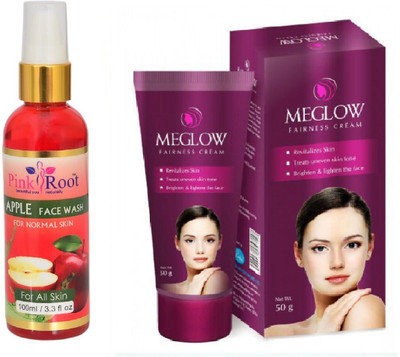 

Pink Root APPLE FACE WASH 100ML WITH MEGLOW WOMEN FAIRNESS CREAM(Set of 2)