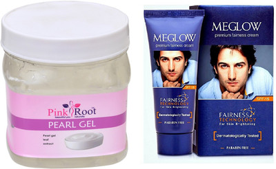 

Pink Root PEARL GEL 500ML WITH MEGLOW MEN FAIRNESS CREAM (SPF-15)(Set of 2)