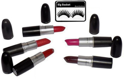

big basket Eyelashes,Matte Finish Lipstick Set of 5(Set of 6)