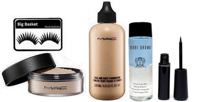 

big Basket Eyelashes & Face & Body foundation, Loose powder, Liquid Eyeliner, Bobbi Brown Instant Long Wear Makeup Remover(Set of 5)