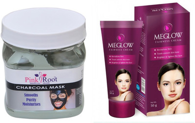 

Pink Root CHARCOAL MASK 500ML WITH MEGLOW WOMEN FAIRNESS CREAM(Set of 2)