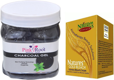 

Pink Root CHARCOAL GEL 500ML WITH NATURE'S ESSENCE 43G GOLD BLEACH(Set of 2)