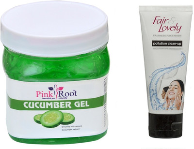 

Pink Root CUCUMBER GEL 500ML WITH FAIR & LOVELY POLLUTION CLEAN-UP FACE WASH(Set of 2)