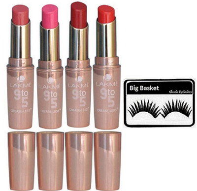 

big basket Eyelashes, 9to5 Matte Finish Lipstick (Set of 4)(Set of 5)