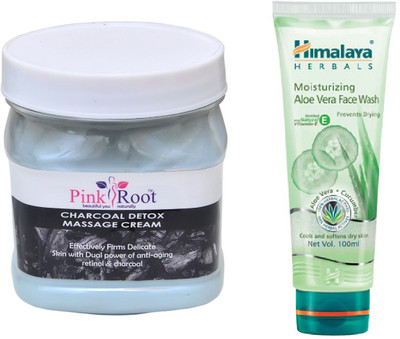 

Pink Root CHARCOAL CREAM 500ML WITH ALOE VERA FACE WASH(Set of 2)