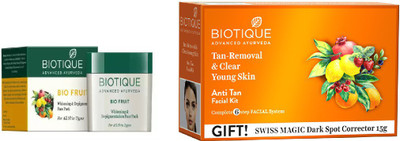 

BIOTIQUE BIO anti-tan facial kit, Fruit Whitening & Depigmentation Face Pack(Set of 2)