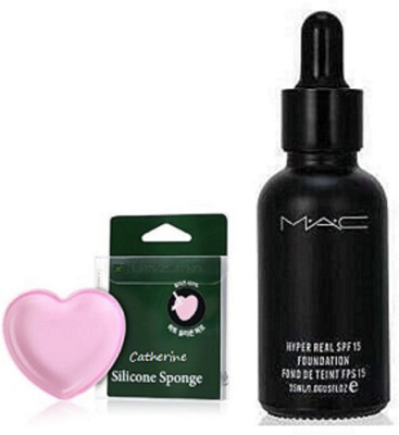 

CATHERINE Silicon Puff With Mac Hyper Real Foundation SPF 15(Set of 2)