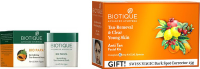 

BIOTIQUE BIO anti-tan facial kit, Papaya Revitalizing Tan-Removal Scrub(Set of 2)