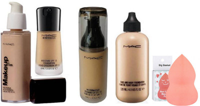 

big basket Sponge Puff, Mac Liquid Foundation Combo Face and Body,Makeup,Mineralize,Match Master (Set of 4)(Set of 5)