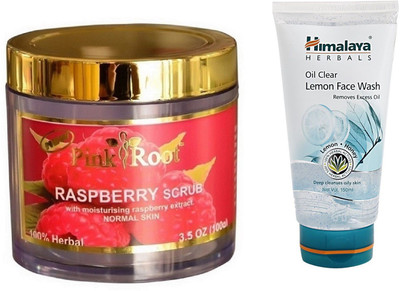 

Pink Root RASPBERRY SCRUB 100G WITH HIMALAYA LEMON FACE WASH(Set of 2)