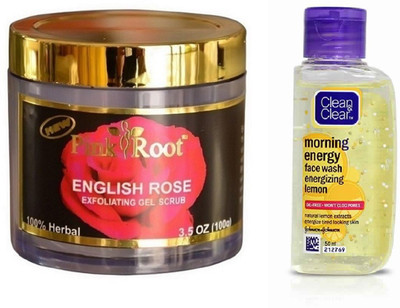 

Pink Root ENGLISH ROSE SCRUB 100G WITH CLEAN & CLEAR LEMON FACE WASH(Set of 2)