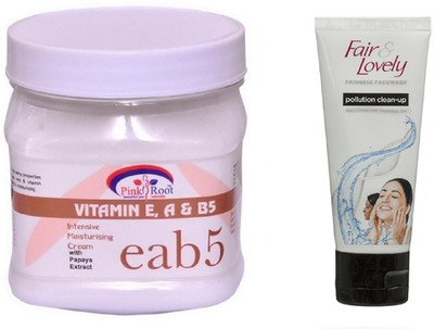 

Pink Root VITAMIN EAB5 CREAM 500ML WITH FAIR & LOVELY POLLUTION CLEAN-UP FACE WASH(Set of 2)