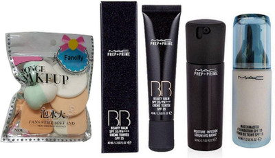 

Fancify Beauty Blender With Mac Prep+Prime Infusion Moisture Face Serum With Cream Teintee BB Foundation& MAC Match Master SPF15 Make-Up Foundation(Set of 4)