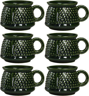

Caffeine Green Bubble Ceramic(Green, Pack of 6)