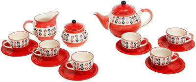 

caffeine Ceramic Handmade Arrow Pattern Tea Kettle Set (15pc) … Ceramic(Orange, White, Pack of 15)