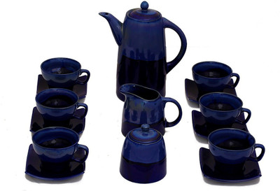 

Caffeine Handmade Studio Kettle Ceramic(Blue, Pack of 15)