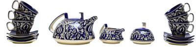 

Caffeine Blue Mughal Stoneware(Blue, Pack of 15)