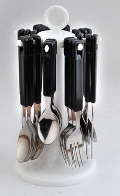 

Elegant Tablecraft Black Stainless Steel, Plastic Cutlery Set(Pack of 24)