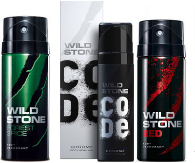 

Wild Stone RED DEODORANT 150 ML+ CODE CHROME DEODORANT 120 ML+ FOREST SPICE DEODORANT 150 ML Deodorant Spray - For Men(150 ml, Pack of 3)