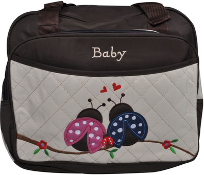 

EZ Life Baby Diaper Carry Bag - Ladybirds - 6 compartments - Diaper Changing Mat Included - Waterproof - Large - Nylon - Brown Diaper Bag(Brown)