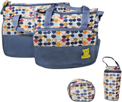 

EZ Life Baby Diaper Bag Kit - Multicolor Leaves (Set of 5) - 1 diaper bag, 1 carry bag, 1 small pouch, 1 bottle cover & 1 diaper changing mat - Waterproof - Nylon - Grey Diaper Bag(Grey)