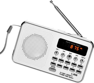 

CRETO Fm Radio L-938 Audio Player with Digital Display Support USB pen-drive , aux and memory card FM Radio(White)